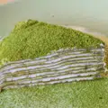 Matcha mille crepe cake, a creamy cake with several layers of crepes