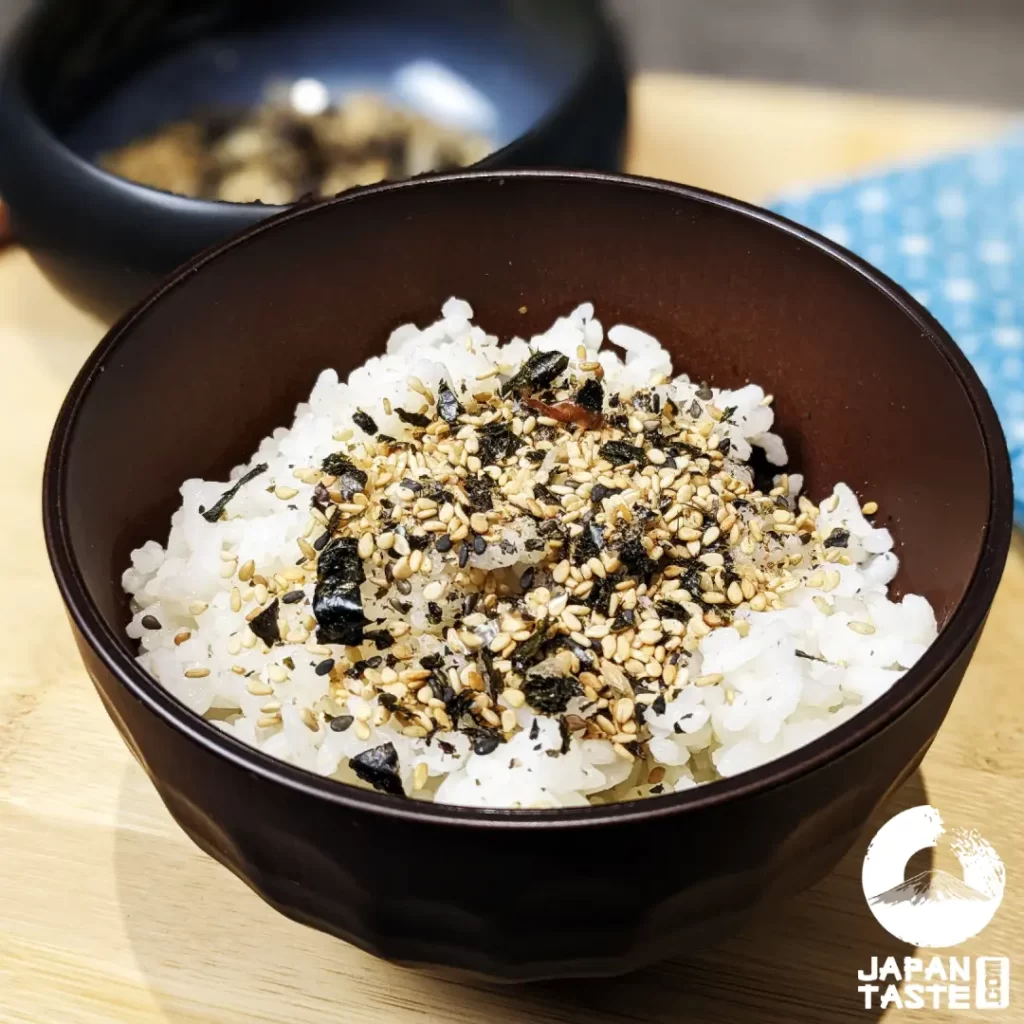 Furikake recipe on a Japanese rice bowl