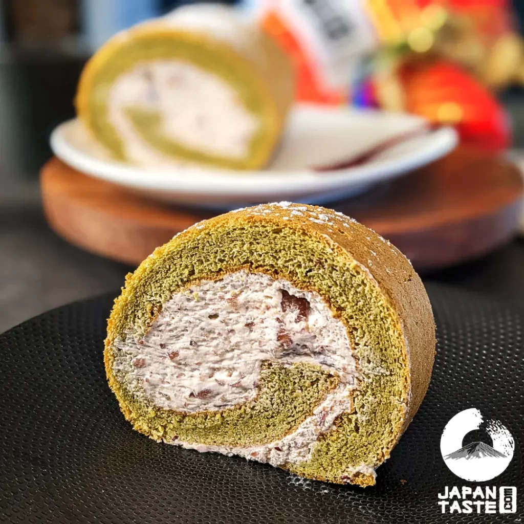 Japanese recipe matcha and anko cream cake roll