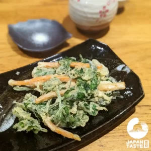 Japanese recipe kakiage, vegetable tempura salt