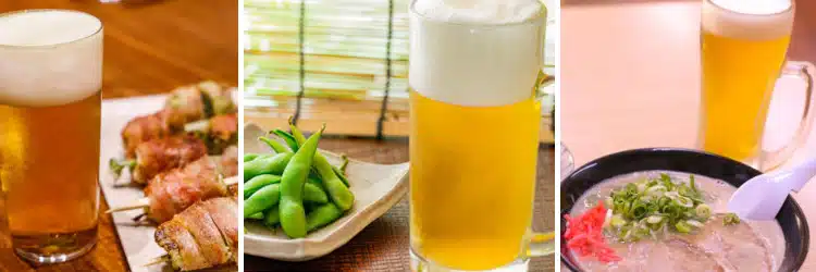 Japanese beers with Japanese dishes: yakitori, edamame, ramen